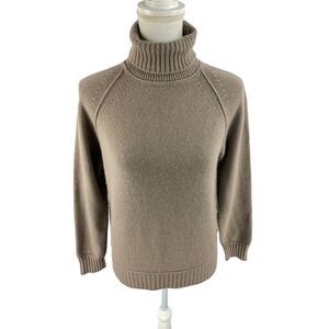 Alpha Studio Womens 42 (Fits S) 100% Cashmere Beige Turtleneck Knit Beige